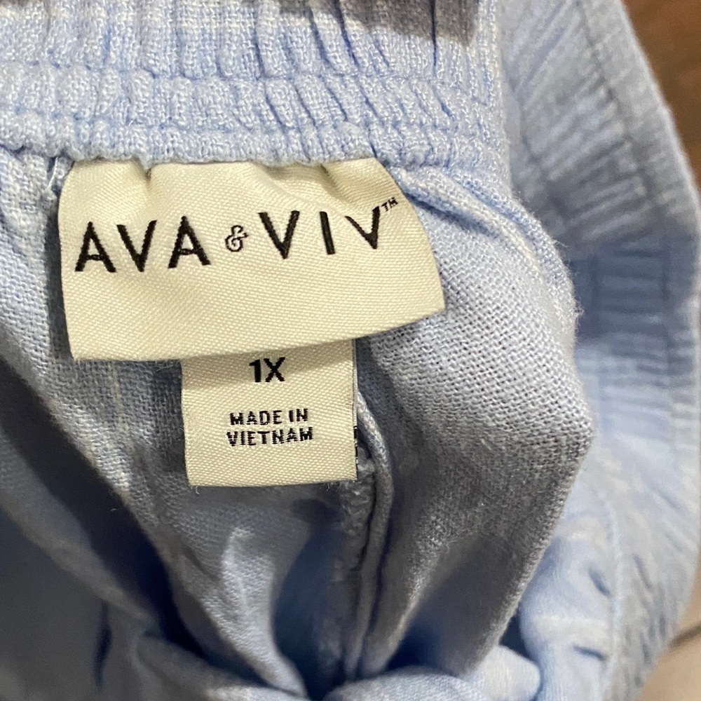 Ava & Viv womens Casual Light Blue Striped Pants - Picture 4 of 4